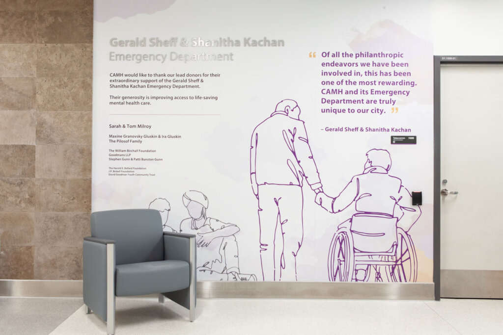 Wall mural with illustrations, quotes and place descriptions.