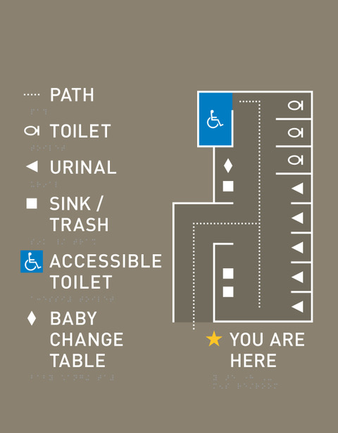 example of a typical restroom tactile map layout