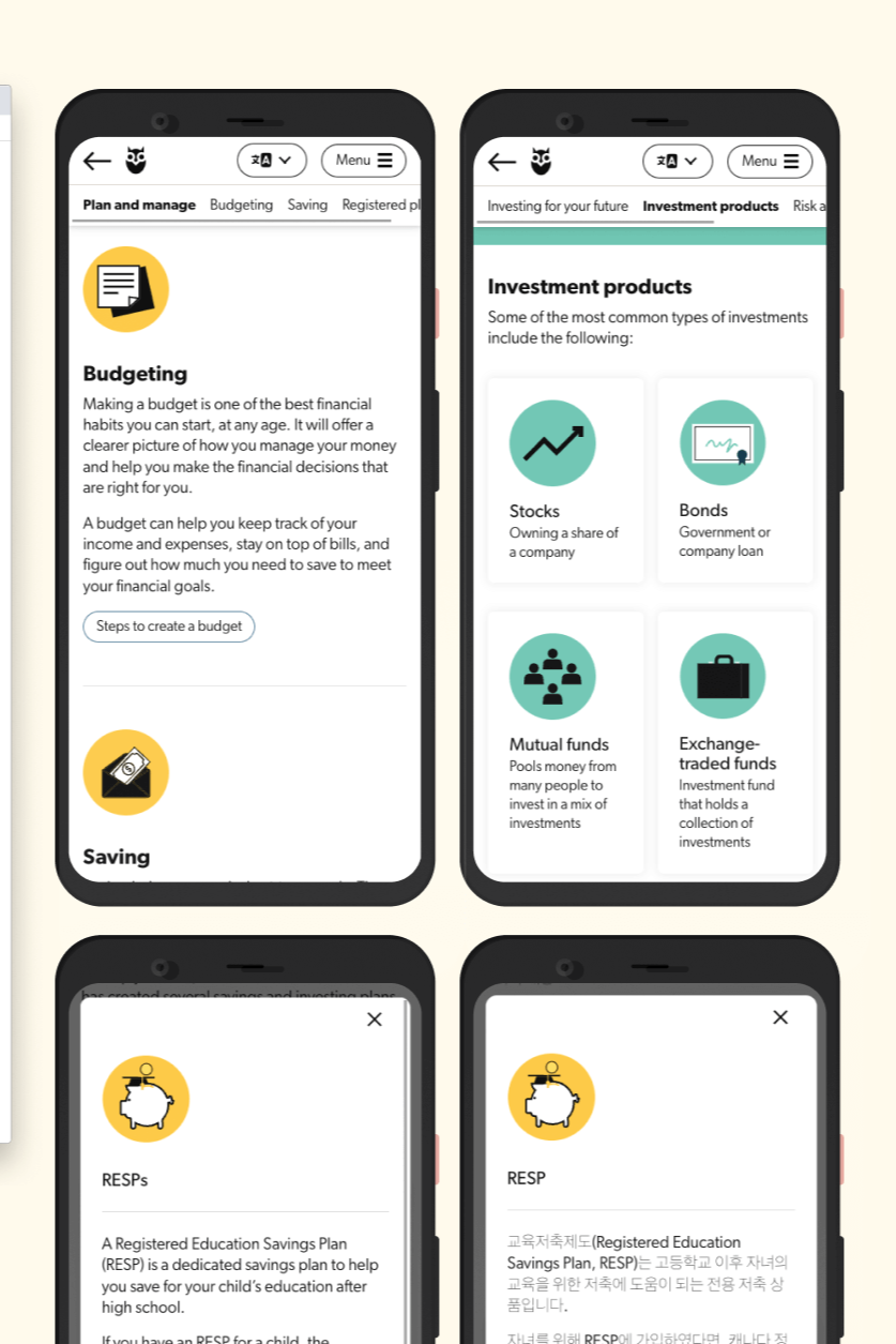 Examples of icons used throughout the website.