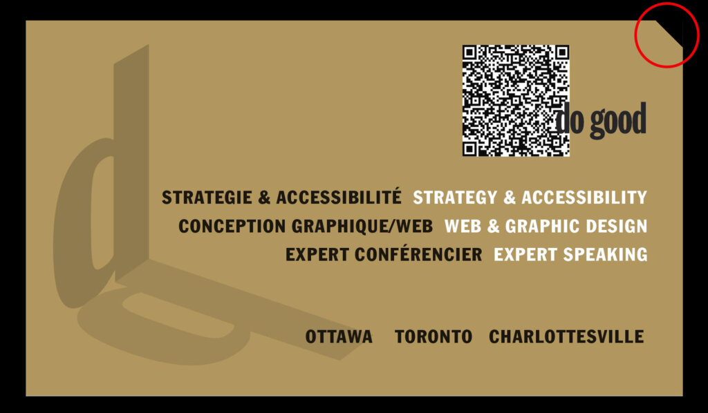 Business card example with "Berman Corner" and QR code.