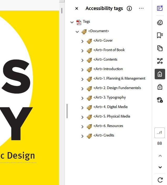 Example of Accessibility tags in a PDF