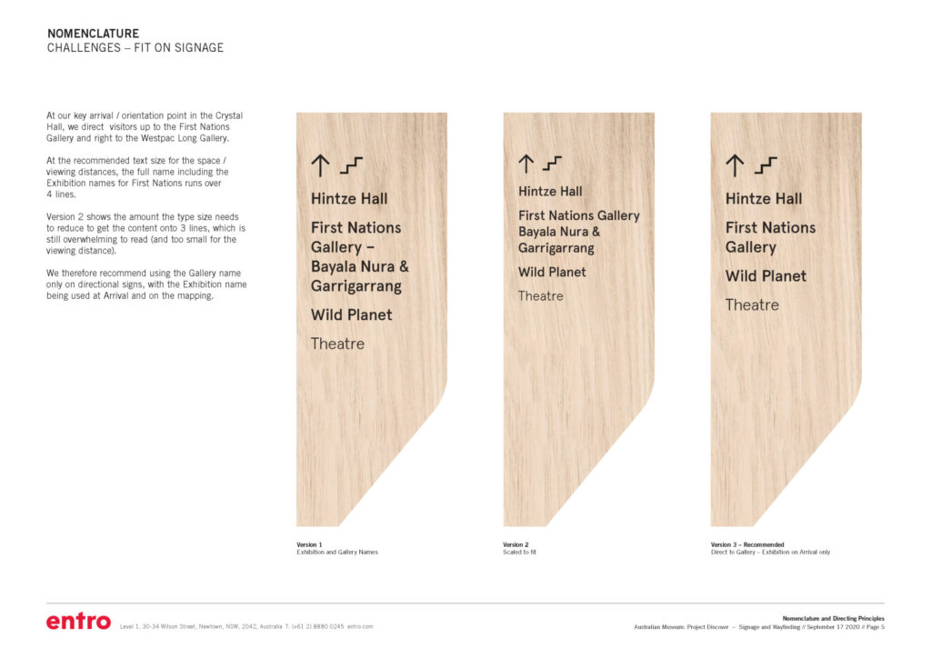 Directional signage examples accommodating a variety of content.