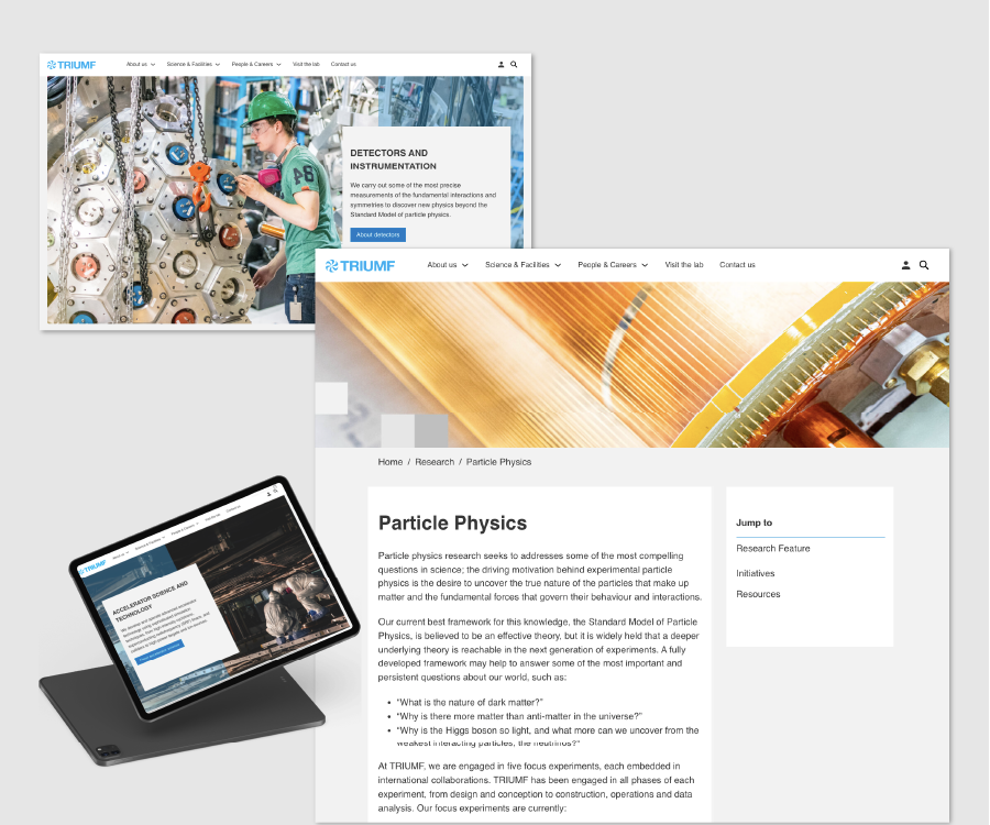 Preview of the Science pages of the TRIUMF website